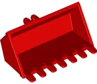 Red Vehicle, Digger Bucket 7 Teeth 3 x 6 with Locking 2 Finger Hinge