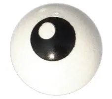 White Technic Ball Joint with Black Eye with Pupil on Top Left Side Pattern