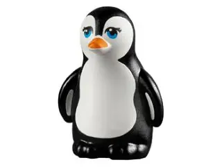 Black Penguin, Friends Style with Molded White Face and Stomach and Printed Dark Azure Eyes and Oran