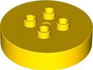 Yellow Duplo, Brick Round 4 x 4 Flat Top Thick with 2 x 2 Studs