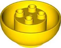 Yellow Duplo, Brick Round 4 x 4 x 1 1/2 Dome Bottom with 2 x 2 Studs