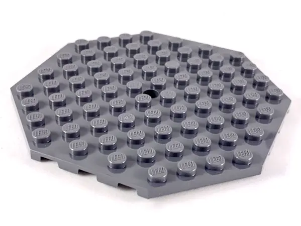 Dark Bluish Gray Plate, Modified 10 x 10 Octagonal with Hole