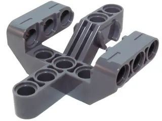 Dark Bluish Gray Technic, Liftarm, Modified Fork 5 x 6 x 2 Perpendicular with 3 Fingers