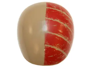 Dark Tan Large Figure Armor, Round, Smooth with Red Stripes Weathered Pattern
