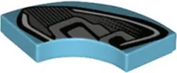 Medium Azure Tile, Round Corner 2 x 2 Macaroni with Black and Silver Ford GT Headlight Pattern Model