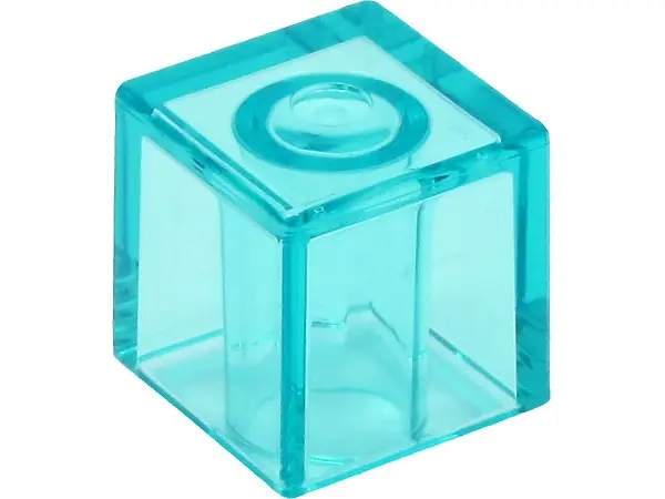 Trans-Light Blue Minifigure, Head, Modified Cube