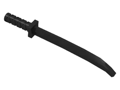 Black Minifigure, Weapon Sword, Shamshir / Katana (Square Guard) with Uncapped Pommel and Hole in Hi