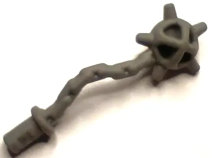 Flat Silver Minifigure, Weapon Spiked Flail / Mace - Flexible Rubber