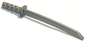 Flat Silver Minifigure, Weapon Sword, Shamshir / Katana (Square Guard) with Uncapped Pommel and Hole