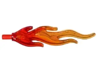 Trans-Red Wave Rounded Straight Large with Bar End (Flame) with Marbled Trans-Orange Pattern