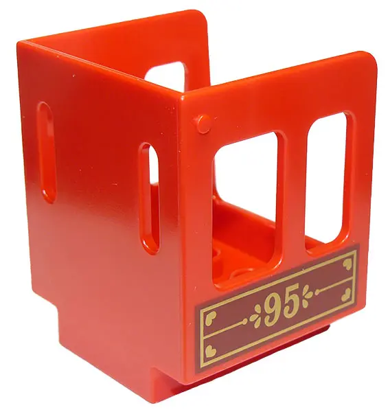 Red Duplo, Train Steam Engine Cabin 3 x 3 x 3 1/2, with '95' Pattern