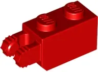 Red Hinge Brick 1 x 2 Locking with 2 Fingers Vertical End