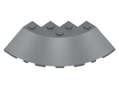 Dark Bluish Gray Brick, Round Corner 6 x 6 with Slope 33 Edge, Facet Cutout