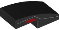 Slope, Curved 2 x 1 x 2/3 with Red and Dark Red Trapezoid and Silver Line Pattern on Both Sides (Tra