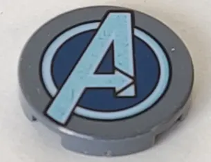 Dark Bluish Gray Tile, Round 2 x 2 with Bottom Stud Holder with Dark Blue and Metallic Light Blue Av
