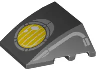 Black Wedge 4 x 3 Triple Curved No Studs with Light Bluish Gray And Yellow Headlight Pattern