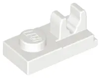 White Plate, Modified 1 x 2 with Clip with Center Cut on Top