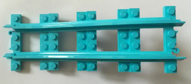 Medium Azure Train, Track Plastic, Narrow, Ramp, 3 Bricks Elevation