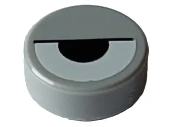 Light Bluish Gray Tile, Round 1 x 1 with White Eye Partially Closed with Black Half Circle Pupil and