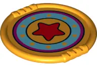 Bright Light Orange Duplo Utensil Disk with Yellow Stars in Circle and Red Star in Center Pattern