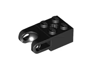 Black Technic, Brick Modified 2 x 2 with Ball Socket and Axle Hole - Straight Forks with Round Ends 