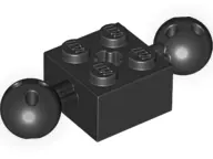Black Technic, Brick Modified 2 x 2 with 2 Ball Joints and Axle Hole