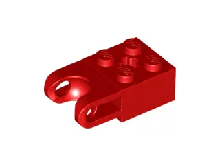 Red Technic, Brick Modified 2 x 2 with Ball Socket and Axle Hole - Straight Forks with Round Ends an