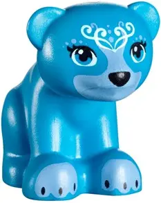 Dark Azure Bear, Friends Style, Baby Cub, Sitting with Black Nose, White Face Decorations and Medium