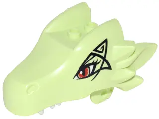 Yellowish Green Dragon Head (Elves) Jaw Upper with Red Eyes and Black Pattern (Ashwing)