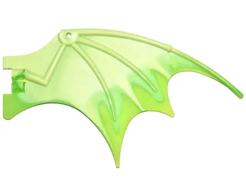 Yellowish Green Dragon Wing 19 x 11 with Bar Hole and 2 Pin Holes with Marbled Trans-Bright Green Tr