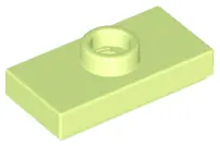 Yellowish Green Plate, Modified 1 x 2 with 1 Stud with Groove and Bottom Stud Holder (Jumper)