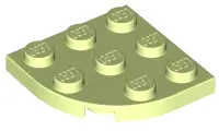 Yellowish Green Plate, Round Corner 3 x 3