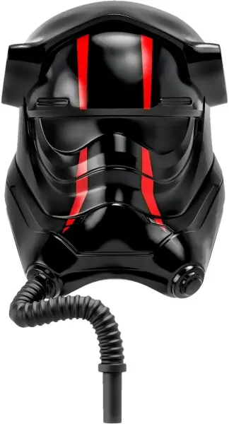 Black Large Figure Head Modified SW Elite TIE Fighter Pilot with Hose with Red Stripes Pattern