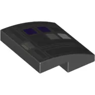 Black Slope, Curved 2 x 2 x 2/3 with 2 Purple Squares Pattern