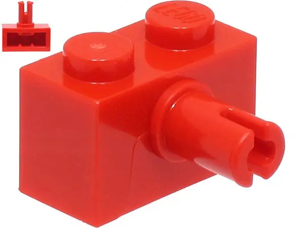 Red Brick, Modified 1 x 2 with Pin and Bottom Stud Holder