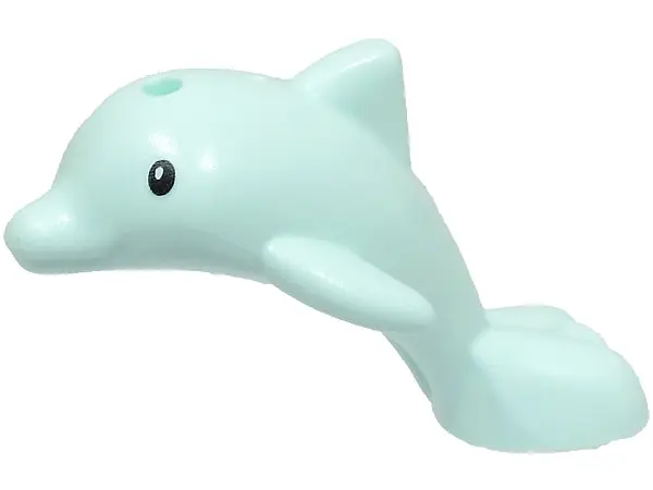 Light Aqua Dolphin, Friends Style, Baby Jumping with Black Eyes Pattern