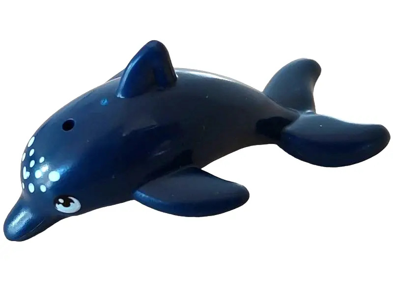 Dark Blue Dolphin, Friends Style, Jumping with Bottom Axle Holder with Light Aqua Eyes and White Hea