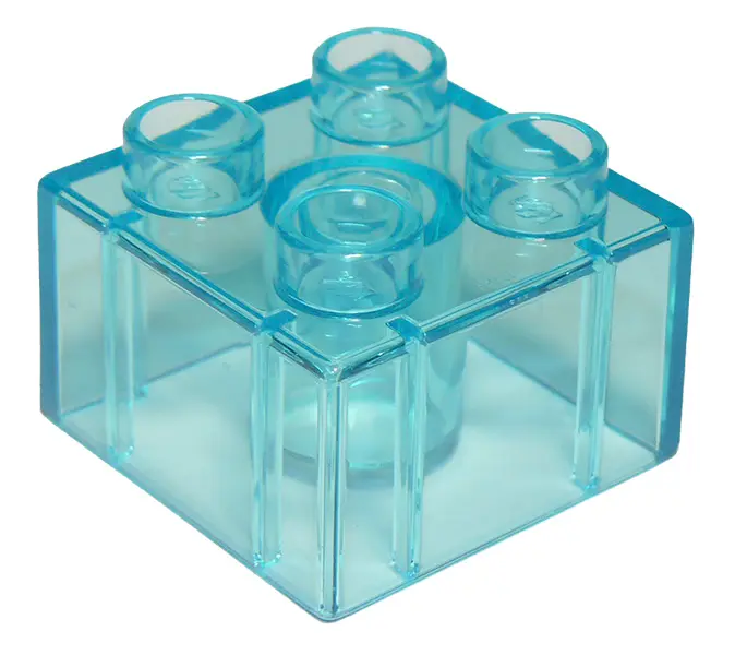 Trans-Light Blue Duplo, Brick 2 x 2