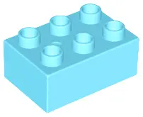 Medium Azure Duplo, Brick 2 x 3