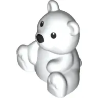 White Duplo Bear Baby Cub, Sitting with Black Eyes and Nose Pattern (Teddy Bear)