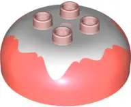 Coral Duplo, Brick Round 4 x 4 Dome Top with 2 x 2 Studs with Marbled White Pattern