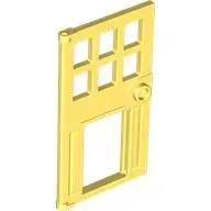 Bright Light Yellow Door 1 x 4 x 6 with 6 Panes, Stud Handle, and Hole for Pet Flap