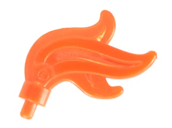 Trans-Neon Orange Minifigure, Plume Feather Triple Compact / Flame / Water with Small Pin
