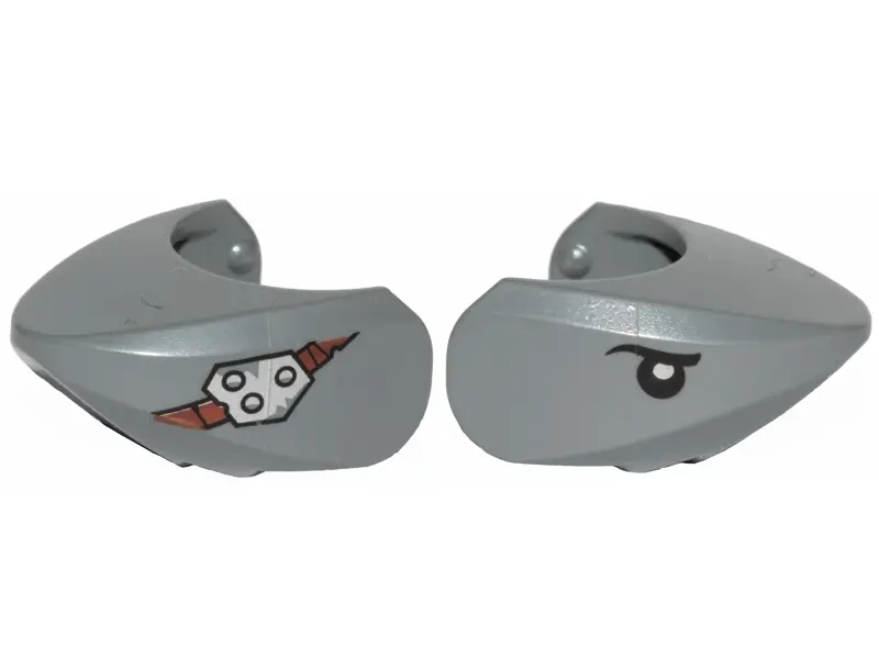 Dark Bluish Gray Shark Head with Rounded Nose with Metal Plate and Band on Left Side, Black Eye with