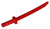 Red Minifigure, Weapon Sword, Shamshir / Katana (Square Guard) with Capped Pommel and Holes in Cross
