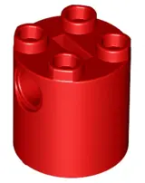 Red Brick, Round 2 x 2 x 2 Robot Body with Bottom Axle Holder (x Shape / + Orientation)