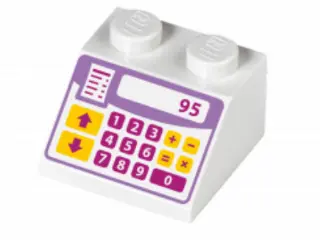 White Slope 45 2 x 2 with Medium Lavender Cash Register with Magenta and Bright Light Orange Buttons