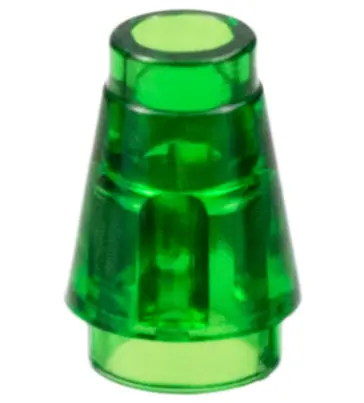 Trans-Green Cone 1 x 1 with Top Groove