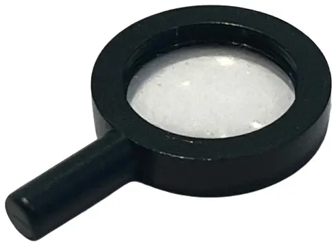 Black Minifigure, Utensil Magnifying Glass Thick Frame and Solid Handle with Trans-Clear Lens