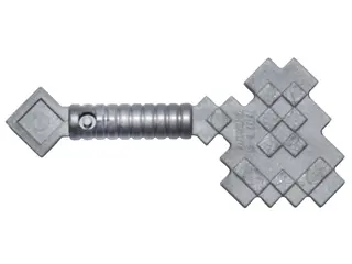 Flat Silver Minifigure, Utensil Axe, Pixelated (Minecraft)